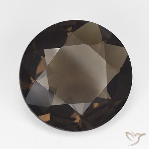 Cuarzo ahumado marrón sombra natural de 12,76 ct, corte redondo, VVS-VS