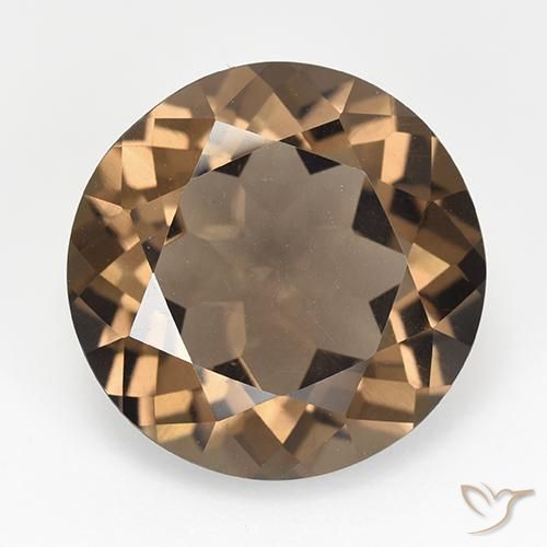 11.57ct Natural Marrón jengibre cuarzo ahumado, Redondo, VVS-VS
