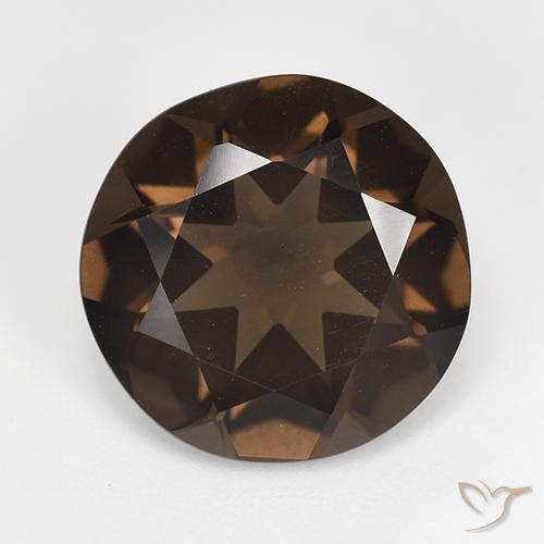 6.62ct Natural Marrón oscuro cuarzo ahumado, Redondo, VVS-VS