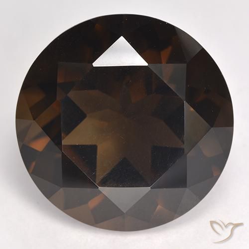 Cuarzo ahumado marrón natural de 17,71 ct, corte redondo, VVS-VS