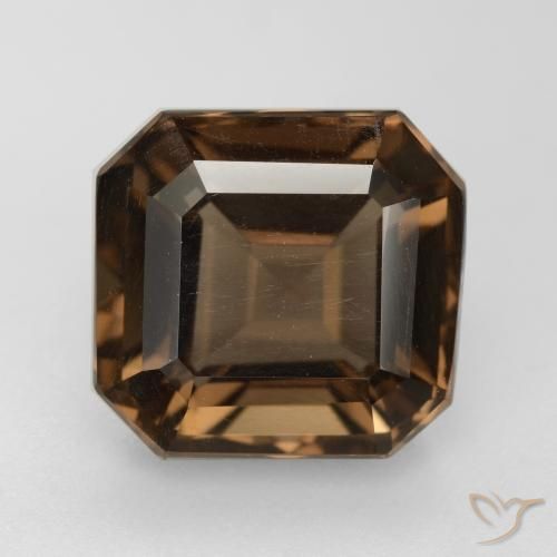 Cuarzo ahumado marrón natural de 6,22 ct, corte esmeralda, VVS-VS