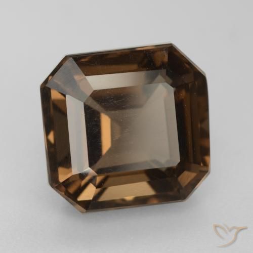 Cuarzo ahumado marrón natural de 6,22 ct, corte esmeralda, VVS-VS