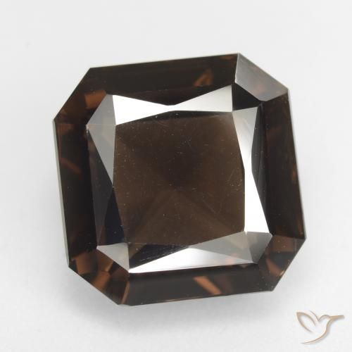 12.94ct Natural Marrón oscuro cuarzo ahumado, corte esmeralda, VVS