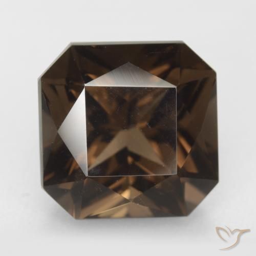 7.49ct Natural Marrón oscuro cuarzo ahumado, corte esmeralda, VVS-VS