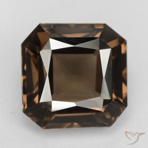 Cuarzo ahumado marrón natural de 6,53 ct, corte esmeralda, VVS