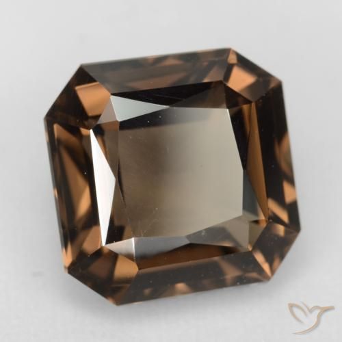 Cuarzo ahumado marrón natural de 6,53 ct, corte esmeralda, VVS