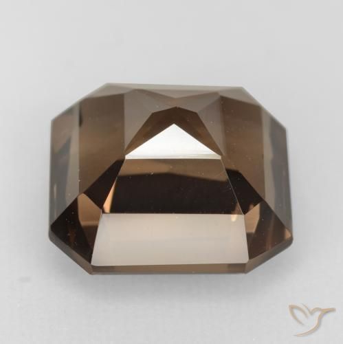 Cuarzo ahumado marrón natural de 6,53 ct, corte esmeralda, VVS