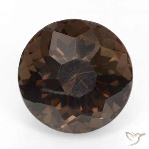 9.56ct Natural Marrón oscuro cuarzo ahumado, Redondo, VVS-VS