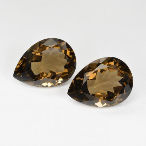 Gemas de cuarzo ahumado marrón natural de 13,45 ct, en forma de pera, VVS