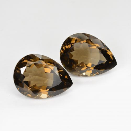 Gemas de cuarzo ahumado marrón natural de 13,45 ct, en forma de pera, VVS