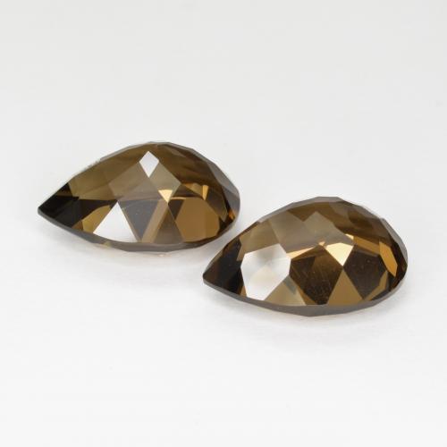 Gemas de cuarzo ahumado marrón natural de 13,45 ct, en forma de pera, VVS