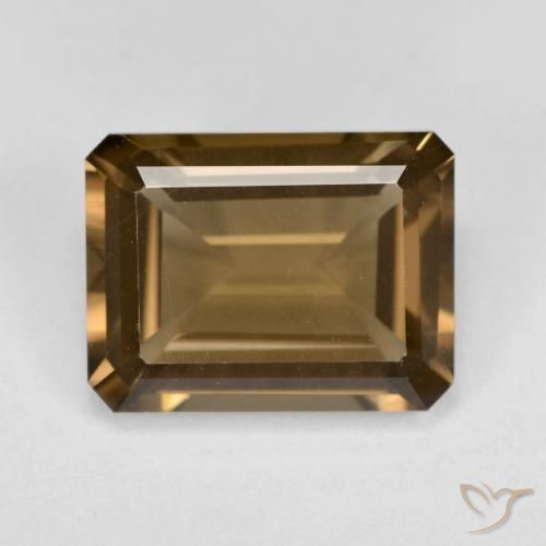 6.11ct Natural Marrón oscuro medio cuarzo ahumado, corte esmeralda, VVS-VS