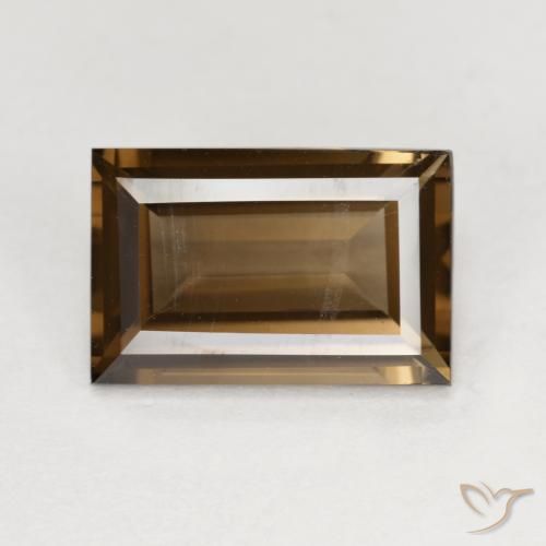 3.58ct Natural Marrón oscuro medio cuarzo ahumado, Corte Baguette, VVS