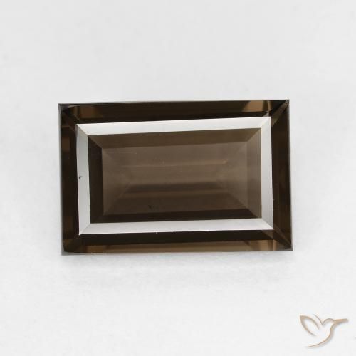3.45ct Natural Marrón oscuro cuarzo ahumado, Corte Baguette, VVS-VS