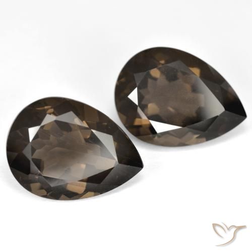 Gemas de cuarzo ahumado Marrón oscuro medio natural de 13.37 ct, En forma de pera, VVS-VS