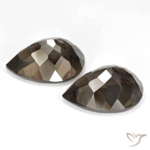 Gemas de cuarzo ahumado Marrón oscuro medio natural de 13.37 ct, En forma de pera, VVS-VS