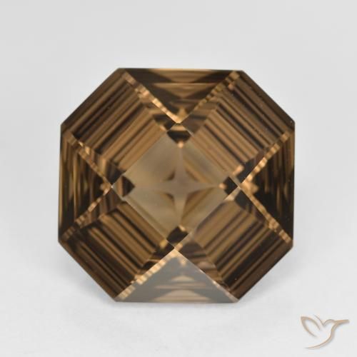 6.04ct Natural Marrón cálido cuarzo ahumado, corte esmeralda, VVS