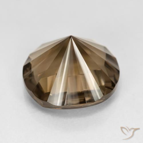Cuarzo ahumado marrón natural de 8,65 ct, corte redondo, VVS