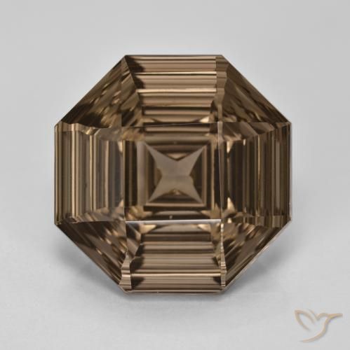 12.91ct Natural Marrón cálido cuarzo ahumado, corte esmeralda, VVS