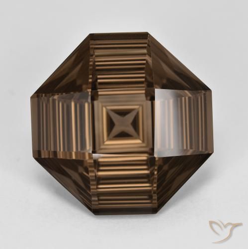 13.08ct Natural Marrón oscuro cuarzo ahumado, corte esmeralda, VVS