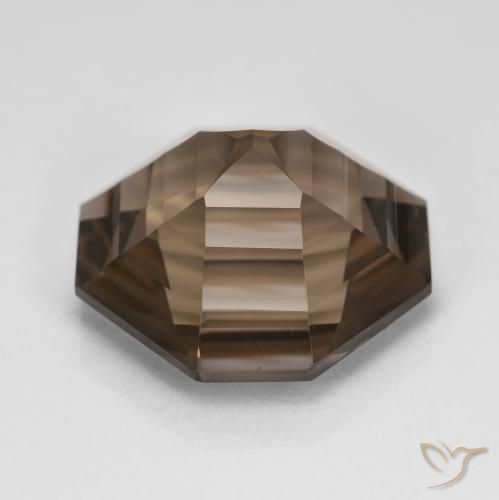 cuarzo ahumado Marrón oscuro natural de 13.08 ct, Corte Octágono / Esmeralda, VVS