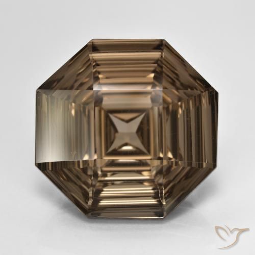 14.22ct Natural Moca claro cuarzo ahumado, corte esmeralda, VVS