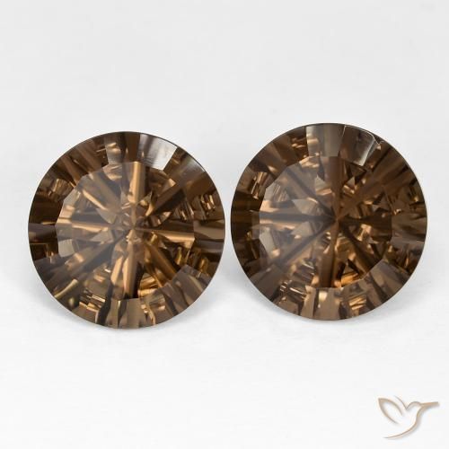 Gemas de cuarzo ahumado Marrón nogal natural de 10.94 ct, Redondo, VS
