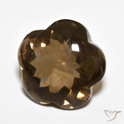 cuarzo ahumado Marrón cálido natural de 13.07 ct, Corte Flor, Transparente