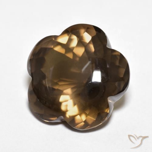 cuarzo ahumado Marrón cálido natural de 11.15 ct, Corte Flor, Transparente