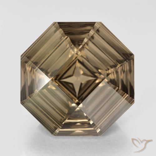13.59ct Natural Marrón claro medio cuarzo ahumado, corte esmeralda, VVS
