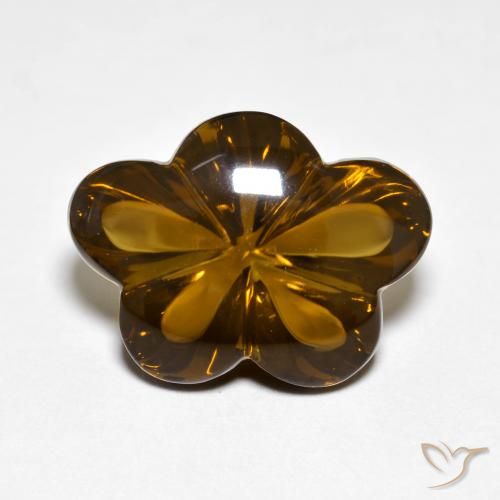 cuarzo ahumado Marrón caramelo natural de 9.16 ct, Corte Flor, Transparente