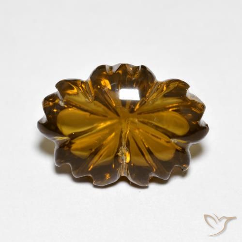 6.45ct Natural Marrón caramelo cuarzo ahumado, Corte Flor, Transparente