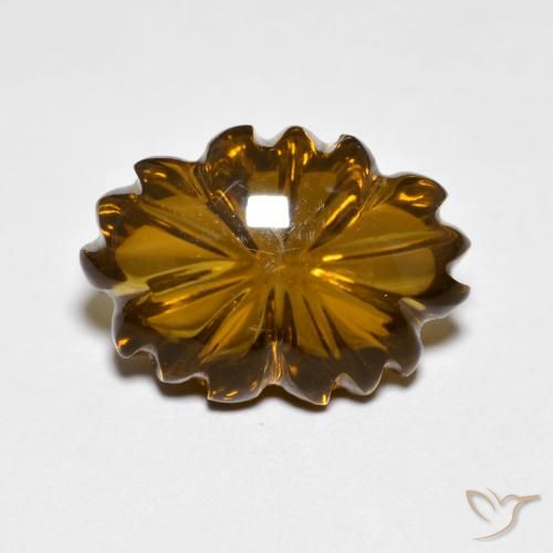 6.24ct Natural Marrón cálido cuarzo ahumado, Corte Flor, Transparente