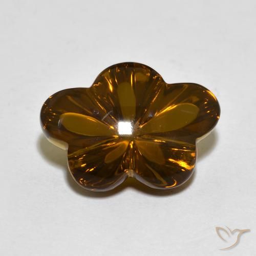 6.11ct Natural Marrón oscuro cuarzo ahumado, Corte Flor, Transparente