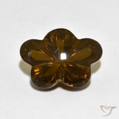 6.12ct Natural Marrón cálido cuarzo ahumado, Corte Flor, Transparente