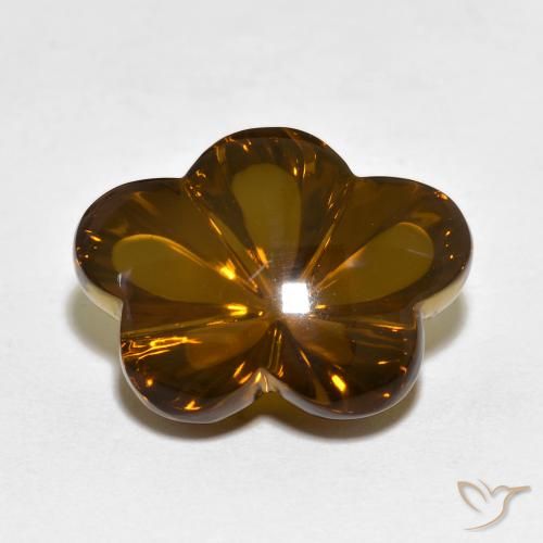 10.13ct Natural Marrón cálido cuarzo ahumado, Corte Flor, Transparente