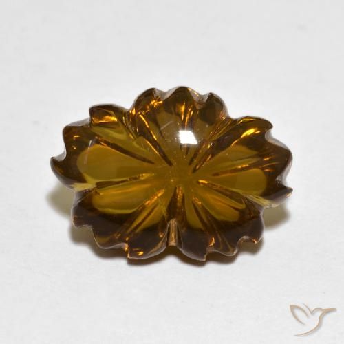 6.56ct Natural Marrón cálido cuarzo ahumado, Corte Flor, Transparente