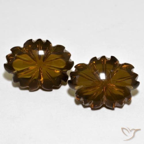 20.15ctw Natural Marrón oscuro cuarzo ahumado, Corte Flor, Transparente