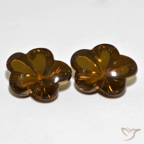 Gemas de cuarzo ahumado Marrón cálido natural de 19.11 ct, Corte Flor, Transparente
