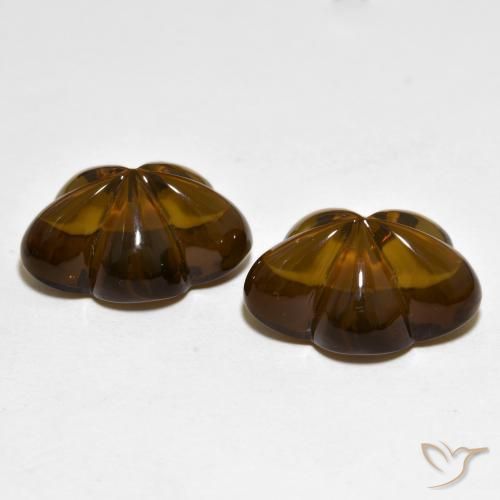 Gemas de cuarzo ahumado Marrón cálido natural de 19.11 ct, Corte Flor, Transparente