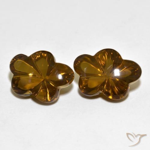 Gemas de cuarzo ahumado Marrón oscuro natural de 13.02 ct, Corte Flor, Transparente