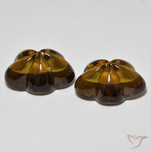 Gemas de cuarzo ahumado Marrón oscuro medio natural de 12.37 ct, Corte Flor, Transparente