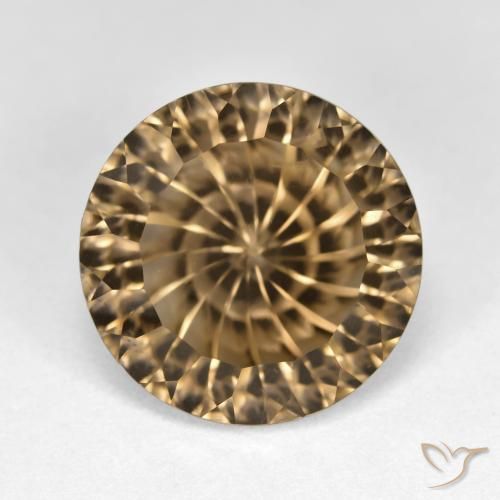 8.44ct Natural Marrón claro medio cuarzo ahumado, Redondo, VS