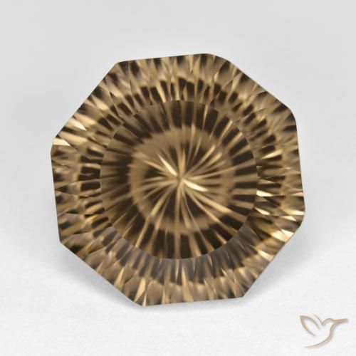 11.59ct Natural Marrón café claro cuarzo ahumado, corte esmeralda, VVS