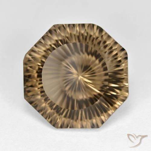 cuarzo ahumado Marrón café claro natural de 11.59 ct, Corte Octágono / Esmeralda, VVS