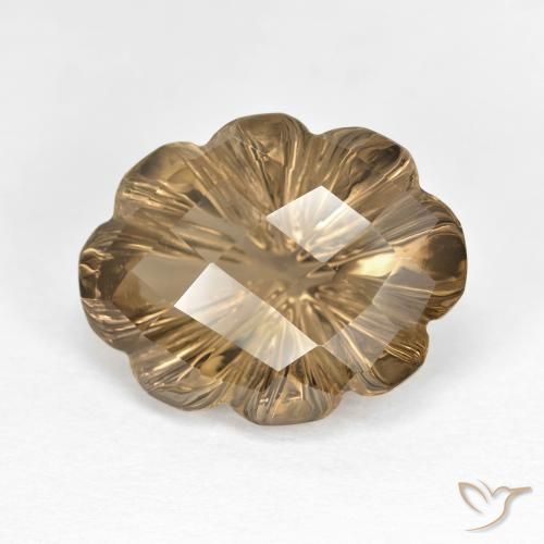 6.82ct Natural Marrón terroso claro cuarzo ahumado, Corte Flor, VVS-VS