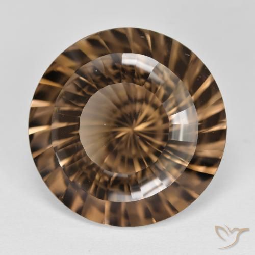 cuarzo ahumado Moca claro natural de 15.94 ct, Redondo, VVS