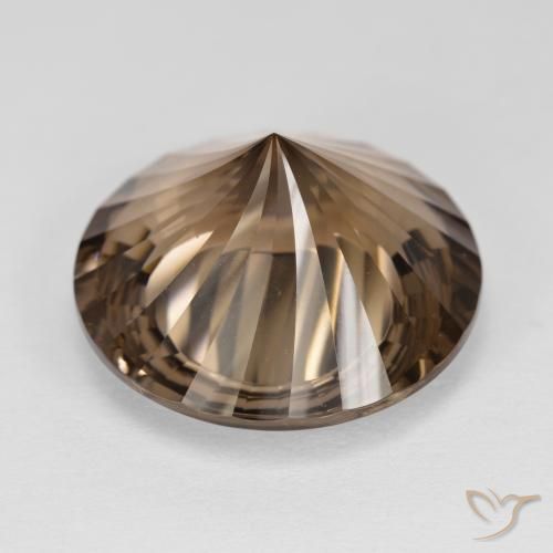 cuarzo ahumado Moca claro natural de 15.94 ct, Redondo, VVS