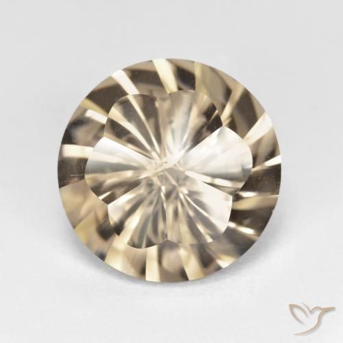 5.28ct Natural Marrón madera cuarzo ahumado, Redondo, VVS-VS