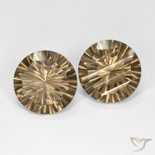 Gemas de cuarzo ahumado Marrón claro medio natural de 10.25 ct, Redondo, VS